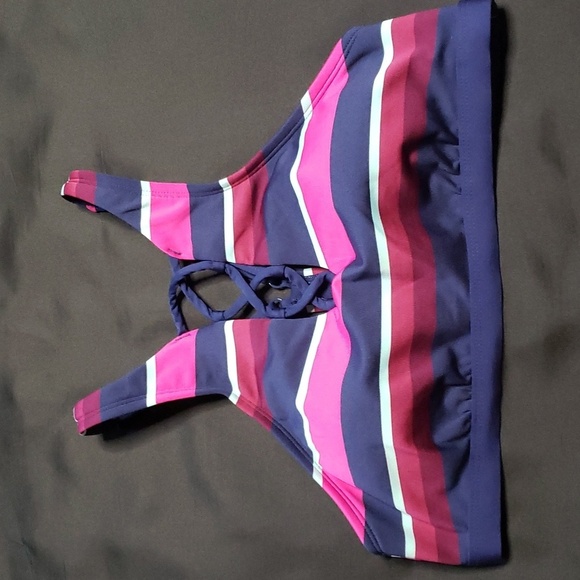 JAG bikini/active rugby stripe top, NWOT - Picture 2 of 5